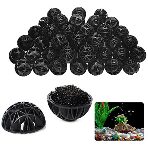 Helweet Aquarium Bio Balls, Fish Tank Bio Balls, Bio Porous Filter, Bio Porous Filter, Bio Balls, Biochemical Ball, Aquarium Fish Tank Bio Balls Filter Media Bio Filter Ball, 50 Pieces Cover