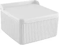 Saleiro Quadrado 1kg de Plástico Tampa Basculante 13x8cm (Branco)