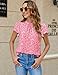 SimpleFun Womens Tops Dressy Casual Ruffle Neckline Pink Leopard Fashion Spring Outfits Valentines Day Clothes Pink M