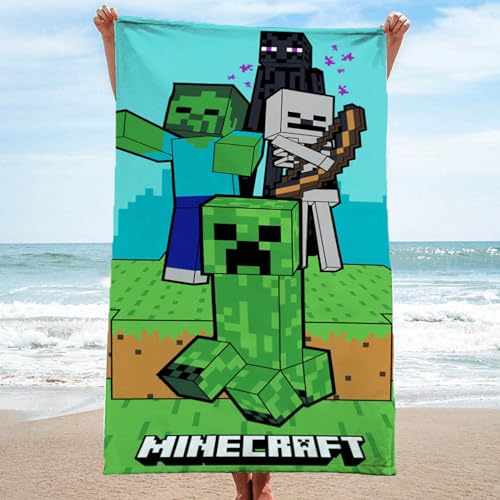 Minecraft Strandtuch für Jungen 70x140 cm - Badetuch aus 100%...