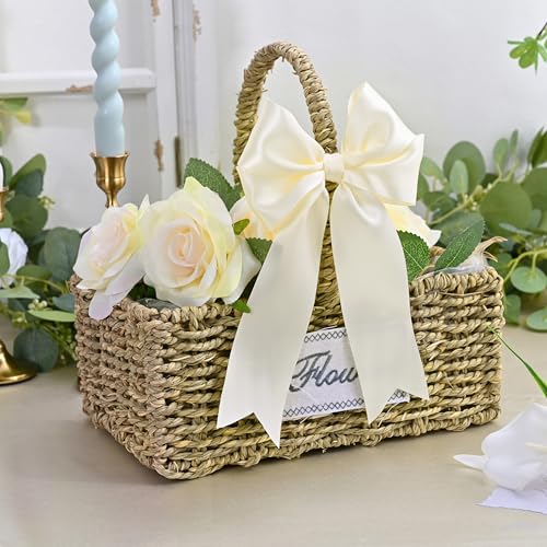Image of 2 Rolls Double Face Ivory Satin Ribbon 2 Inch Polyester Ivory Ribbon for Gift Wrapping Very Suitable for Weddings Party Invitation Decorations and More,Total 50 Yards