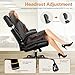 Office Chair Flip Up Arms, Executive Leather Office Chair Ergonomic Desk Chair with Lumbar Support, Adjustable Headrest, Computer Chair Home Office Desk Chair with Rocking Function