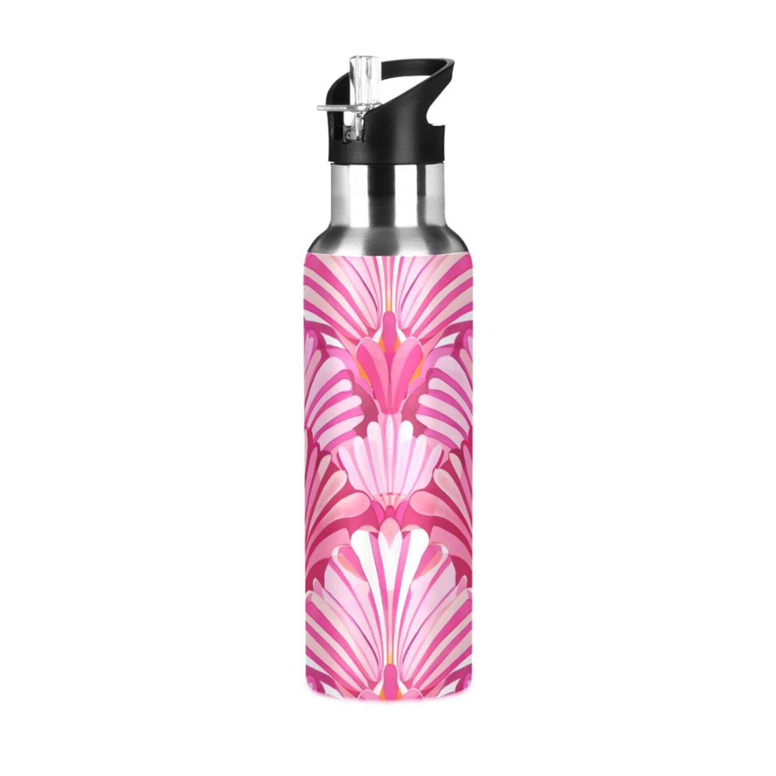 Mermaid Scale Water Bottle For Kids – 20oz Insulated Stainless Steel Bottle With Straw, Leakproof, Rainbow Fish Design, Great For Sports & Outdoors