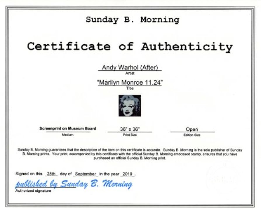 Sunday B Morning マリリン/証明書付/ウォーホル/ポスター Amazon.co.jp: ポスター アンディ ウォーホル Sunday B Morning