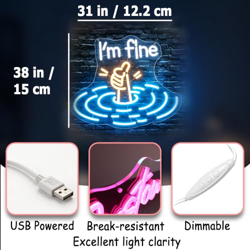 Image of I'm Fine Neon Sign for Wall Decor Dimmable Led Neon Lights Signs