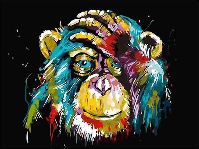 Peinture à l'huile par numéros sur toile ensemble animaux 50 x 40 cm sans cadre