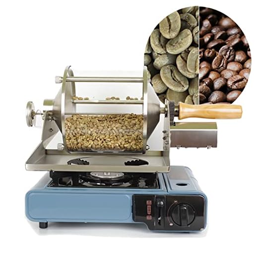 MXLPAS Tostador De Café, MáQuina Tostadora De Café con Quemador De Gas, Capacidad De 400g, Vidrio Transparente/VisualizacióN, para CafeteríA Casera
