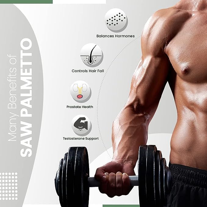 Miniatura 6 de Extracto de Palmetto 800mg Suplemento para el crecimiento del cabello  Apoya la salud de la próstata y la función urinaria  Bueno para hombres y