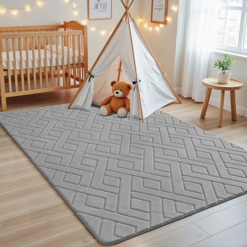 Macgace Ultra Soft Grey Area Rug for Bedroom, 4x6 Modern