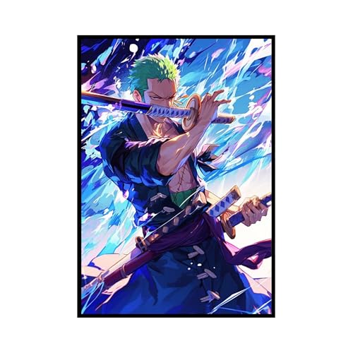Image of (Aniculture) One Piece Anime Posters, Pack of 3, A4 Size (21x30cm), 300 GSM, Adhesive Back, Wrinkle-Free, Luffy, Zoro, Sanji