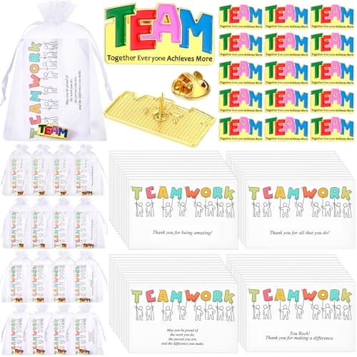 Image of Landical 48 Pcs Team Pins Employee Appreciation Gifts Bulk Thank You Cards