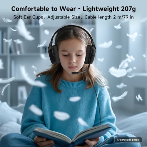 Image of AOC Wired Gaming Headset for PS5, Xbox, PC, HD Mic, Stereo Bass, 79in Cable