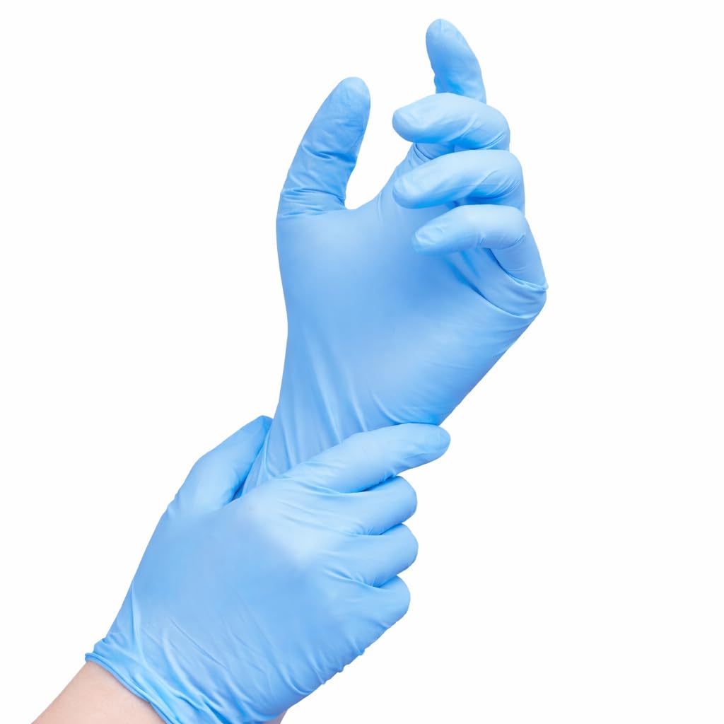 Gold Global Blue Nitrile Gloves 4 Mil, Powder-Free, Latex-Free. Disposable Blue Nitrile Gloves | 4 Mil Thickness, Rubber Free - 5