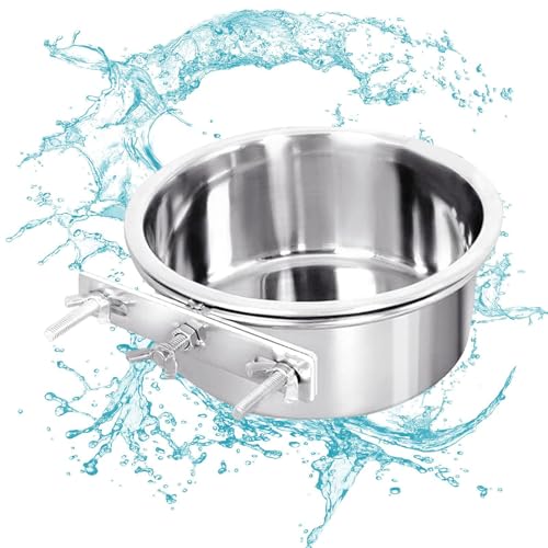 ドッグエンドボウル|屋外犬用のステンレススチールフードボウル|壁アセンブリの家は、ブラケット、安定したケージバスケットボウル、快適な飲酒、ペット用のフードボウルが付いています
