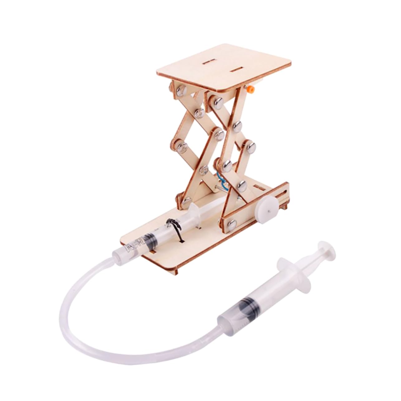 Toyvian Creative Science Toy for Kids, Wooden Hydraulic Lift Model Assembly Puzzle, Educational DIY Mechanical Kit, Stem Learning Toy for Boys and Girls