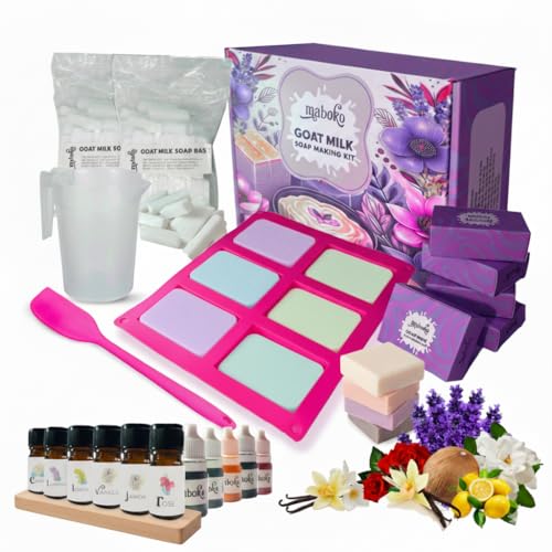 Goat Milk Soap Making Kit for Adults & Beginners Complete DIY Set with 2lb Soap Base 6 Scents Molds & Gift Boxes Easy Fun & Creative Craft Gift