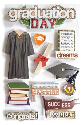 Paper House Productions Die-Cut Dimensional & Glitter Accent Scrapbook Sticker Sheet - Graduation Day