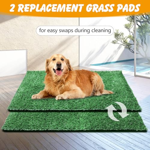 ondware Dog Grass Pad with Tray, 35 x 23 in, 2 Replacement Turf Pads | 3-layer potty system, quick-drain turf, washable tray, indoor/outdoor puppy training - Image 3