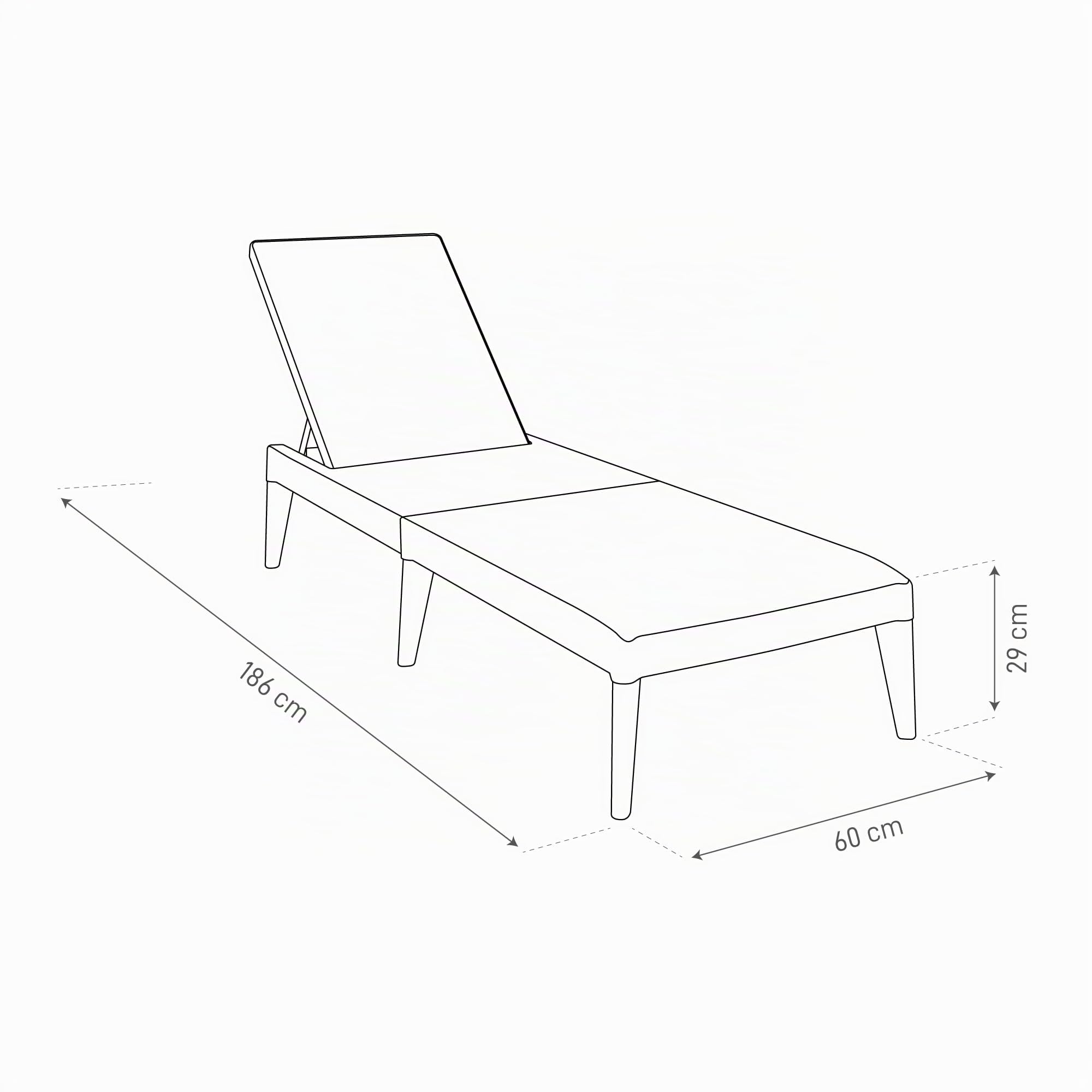 Toomax Sirolo tumbona de tomar el sol color blanco efecto ratán, tumbona de jardín en plástico resistente anti-UV 60x186x29h cm, con respaldo ajustable, para exteriores, terraza y piscina