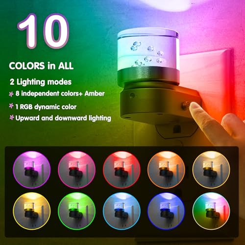 Image of L LOHAS LED Night Light, Night Lights Plug into Wall, Color Changing Nursery Nightlight RGB with Dusk to Dawn Sensor, Nightlight Plug in Wall for Halloween, Christmas, Holiday, Hallway Bedroom Kids
