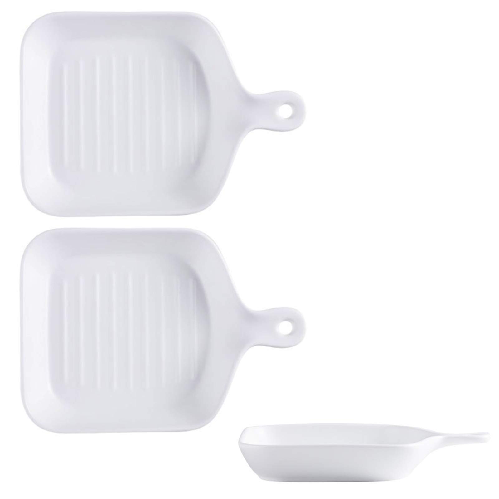 Fine Solid Glaze Ceramics Roasting Pan/Baking Pan/Serving Dish (2 White Square 7")