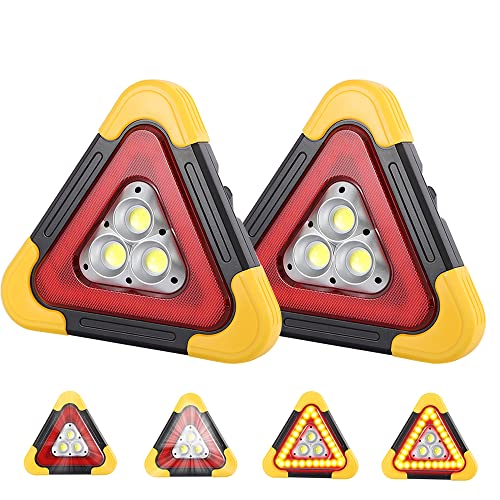 2Pcs Multifunctional Triangle Warning Light Solar Charging 5 Mode Led Emergency Triangle Light Safety Sign Light For Car Breakdown Accident #TOP10