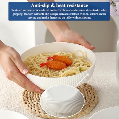 Homquen Pasta Bowls Set of 6, 37oz Salad Bowls White Soup Bowls, Large Pasta Serving Bowls, Unbreakable Plastic Dinner Bowls, Dinnerware Sets,Valentines Day Gift, Dishwasher Safe (White) by HOMQUEN - Image 5