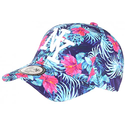 Casquette NY Violette Fleurs Roses Tropicales Fashion Baseball Phuket - Taille Unique - Violet
