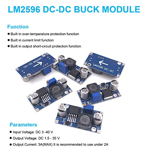 Bulvack ZT001 10 Pack Lm2596 Dc-Dc Buck Converter Step Down Module Power Supply Dip Output 1.25V-30V 3A thumb #1