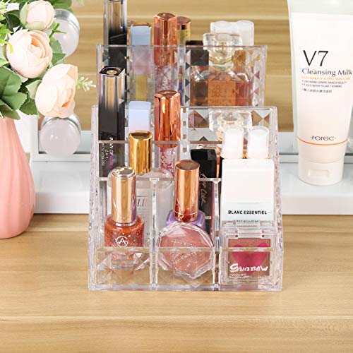 Image of Tbestmax Makeup Organizer for Vanity 7-Compartment Clear Brush Holder Cosmetics Storage