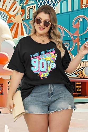 Plus Size 90s Shirts for Women Vintage Neon Shirt Disco 90s Outfits Hip hop Graphic tees Birthday Party Gift3