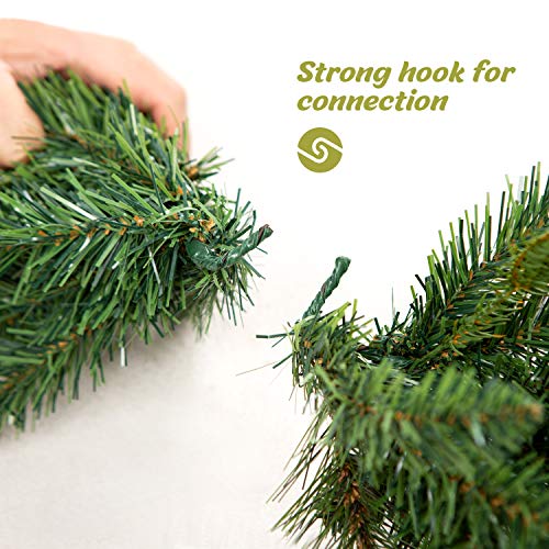 9 FT Prelit Christmas Garland with Pine Cones, Artificial Snowy Pine Garland for Christmas 50 LED Battery Operated Warm Lights and Timer Xmas Garlands Decor Indoor Outdoor