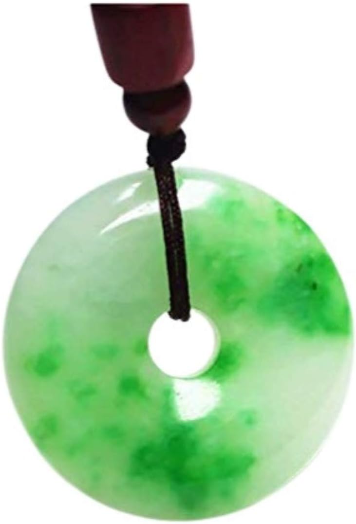 Natural Green Jade Hand-Carved Lucky Jade Pendant Rope Necklace 35mm
