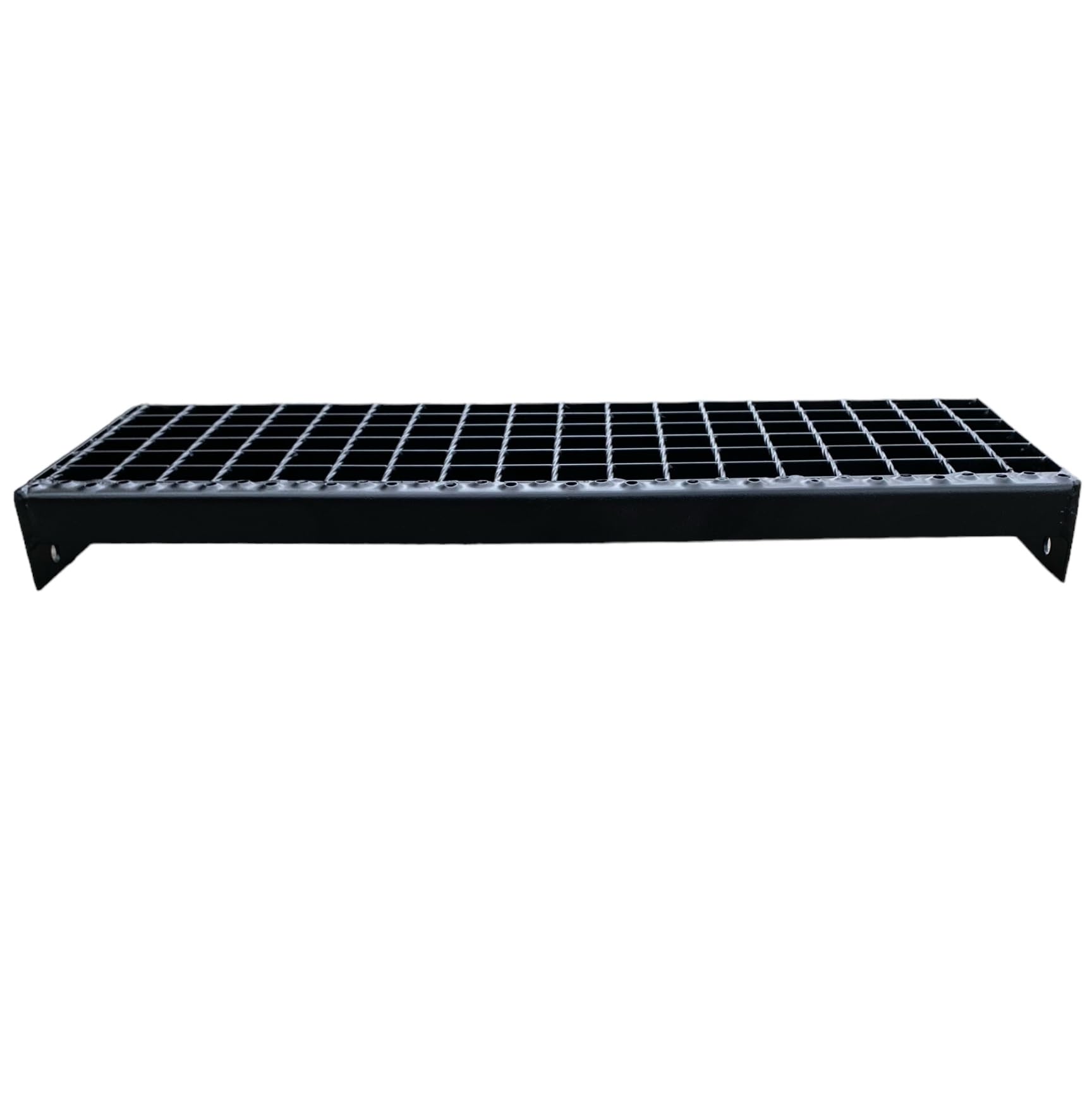 F & R Metalowy stopień 600 x 270 mm RAL 9005 czarny – kratka schodowa ze stali malowanej proszkowo – antypoślizgowy, odporny na warunki atmosferyczne, idealny do schodów zewnętrznych