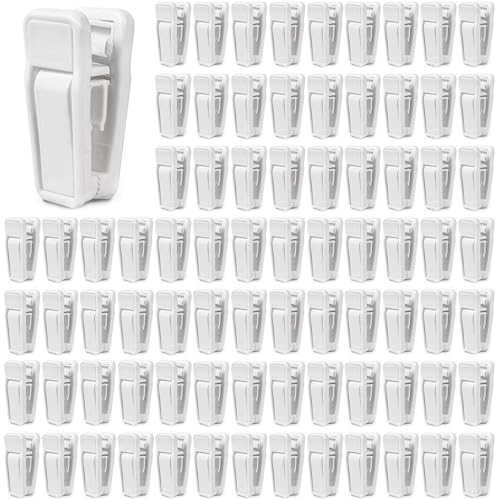 Image of KISEER 80 Pcs Plastic Baby Hanger Clips Slim-line Finger Clips Set for Clothes Hanger Velvet Hanger (White)