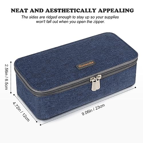 Image of Homecube Capacious Pencil Case Pen Box Makeup Bag Pouch Pencils Holder Large Storage Stationery Box with Zipper School Supplies for College and Office - Navy Blue