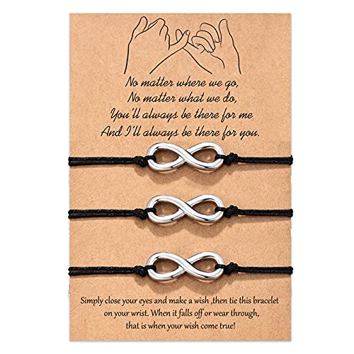 Tarsus Pinky Promise Bracelet, Matching Distance Infinity Best Friend Bracelets for 3 Bff Mom and Daughter Sisters Women