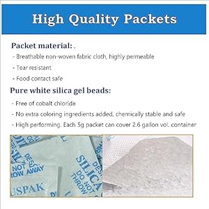USPak Silica Gel Desiccant Packs 5 Gram 50 Packets Drying Agent Moisture Absorber Dehumidifiers for Storage Food Safes USPak Silica Gel Desiccant Packs 5 Gram 50 Packets Drying Agent Moisture Absorber Dehumidifiers for Storage Food Safes
