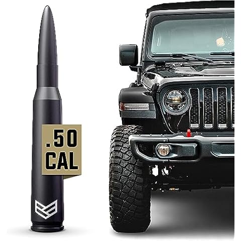 RONIN FACTORY - 50 Cal Bullet Antenna for Jeep Wrangler Gladiator Sahara Rubicon, Jeep Wrangler Accessories, Jeep Gladiator Accessories, Replacement Radio Antenna, Anti-Theft (2007-2023 JK JL) Cover