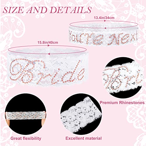 2 Pcs Garter For Bride Lace Garter Wedding Garter Sets For Bride Rhinestone Garter Bridal Garter Belt For Leg Dress Robe (Champagne, 15.8 Inch, 13.4 Inch) #TOP1
