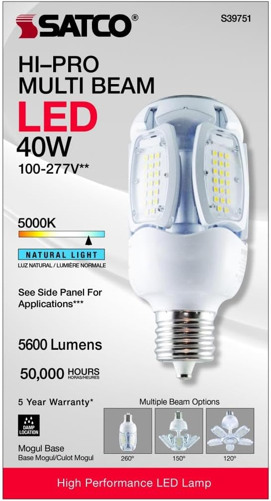 Satco S39751 40W/LED/HID/MB-G3/50K/100-277V 12 Count