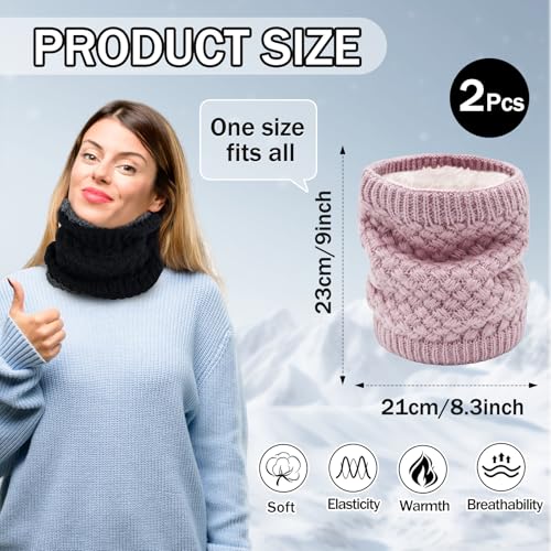Winter Neck Warmer Fleece Lined Knitted Neck Warmer Soft Mask Face Warmer Neck for Women Men Teens Windproof Gift2