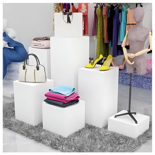 Présentoir de boutique de mariage : piédestal cubique blanc 40x40x60 cm pour événement