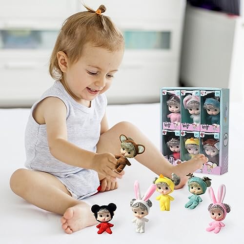 JAWSEU 6PCS Mini Reborn Puppen, Kleine Mini Püppchen mit Kleidung, Realistische Babypuppe, Weicher Körper, Puppenspielzeug für Mädchen, Kleinkinder und Kinder – Bild 5