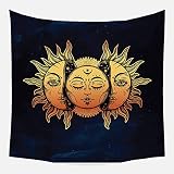 Isdreem Papel Tapiz Retro Paredes Habitacion Tarot Sol Luna Fantasía Juvenil Oro Decoraciones Artísticas Tela Para Colgar 150x200cm