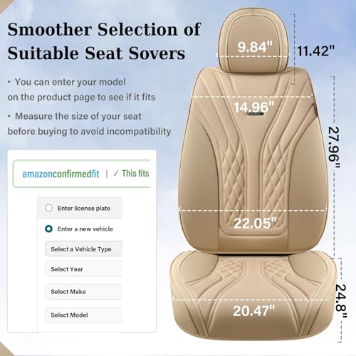 Image of Coverado Car Seat Covers Full Set, 5 Seats Front Seat Cover and Back Seat Covers for Cars, Automotive Seat Covers Nappa Leather Waterproof Seat Covers, Car Seat Protectors Universal for Cars Red