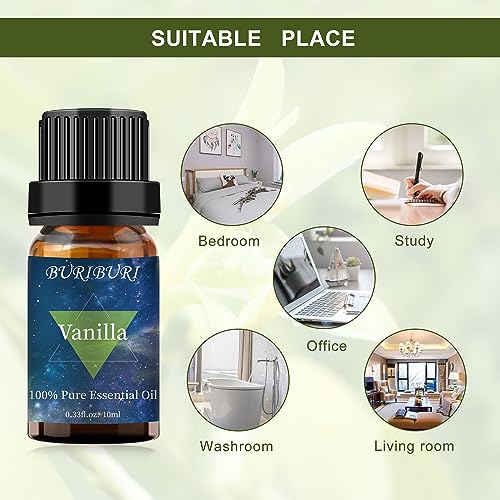 Image of BURIBURI Vanilla Essential Oil, 100% Pure, Undiluted, Natural Aromatherapy Oil for Diffuser, Massage
