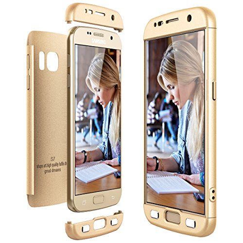 CE-Link Funda Samsung Galaxy S7, Carcasa Fundas para Samsung Galaxy S7, 3 en 1 Desmontable Ultra-Delgado Anti-Arañazos Case Protectora - Oro