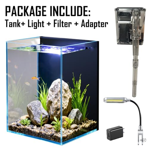 Image of 1.5 Gallon Fish Tank Starter Kits, Nano Glass Aquarium with Filter, Led Light for Aquascape DIY Small Betta Fish Tank