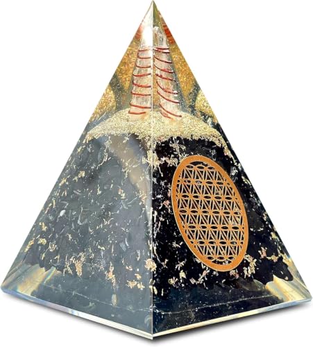 Image of Orgone Black Tourmaline Pyramid - Healing Crystal for Protection, Motivation, EMF Shielding & Meditation - Orgonite Pyramid for Chakra Balancing, Reiki, Spiritual Energy & Positive Vibrations